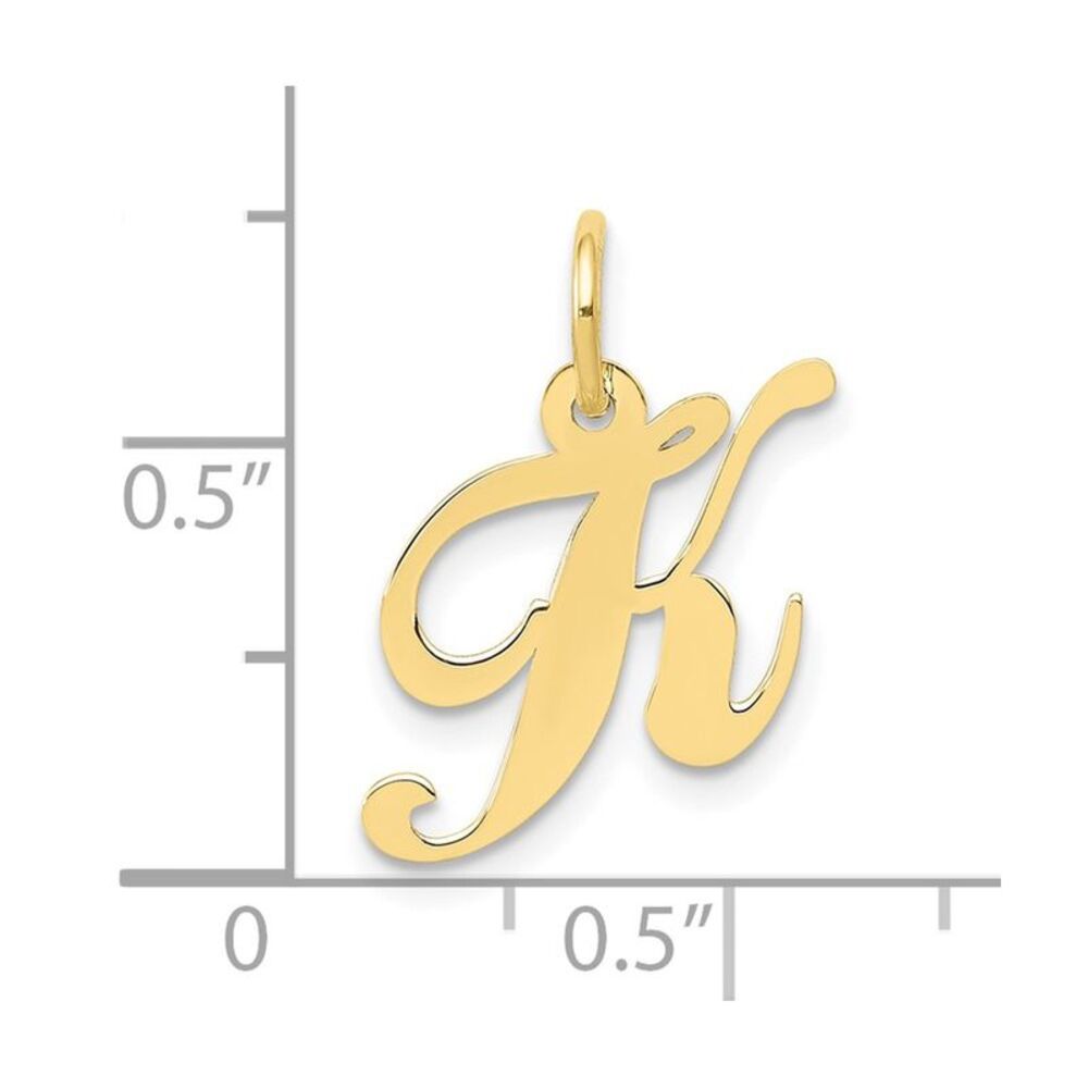 10k Yellow Gold Small Fancy Script Initial K Charm - image 3